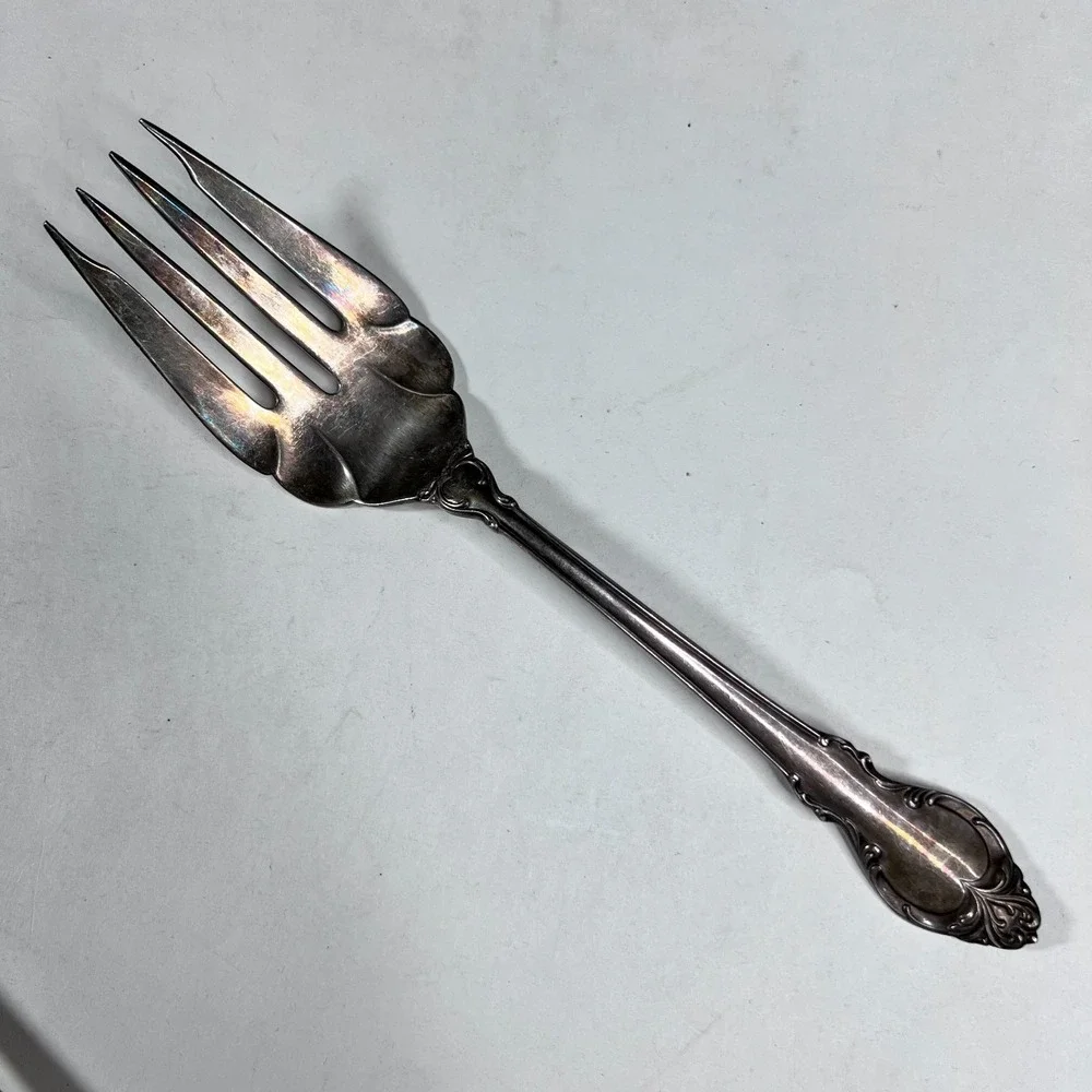 Holmes & Edwards I S Deep Silver Plated Serving Set of 3 Spoon Forks Scalloped